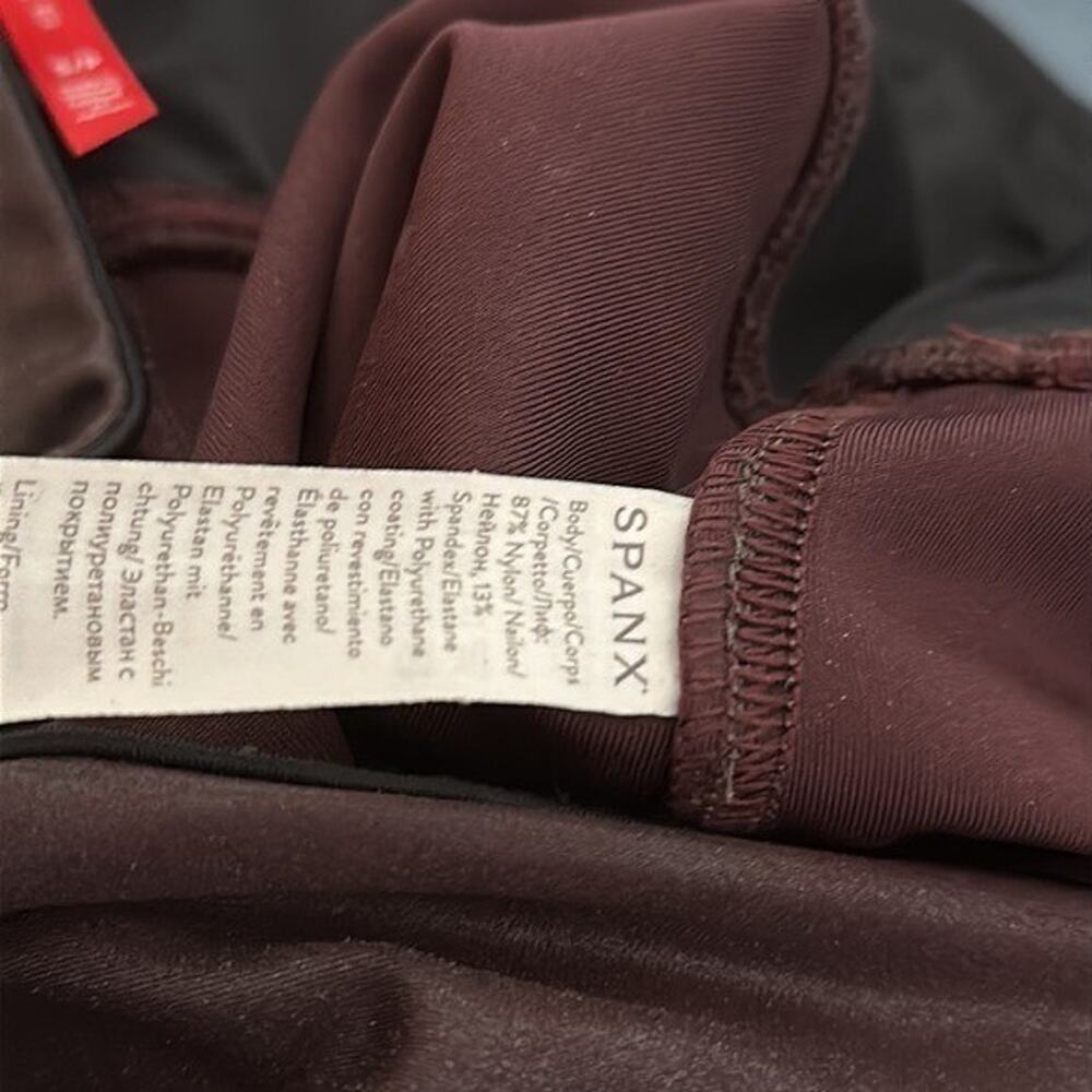 Spanx Leggings Faux Leather Womens Small Maroon High Rise Shaping Ankle - Picture 11 of 13